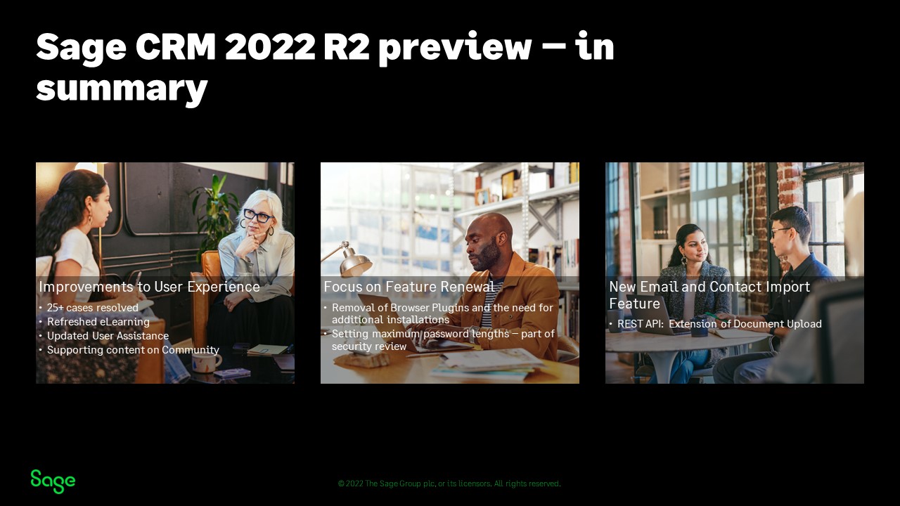 Sage CRM 2022 R2 Summary